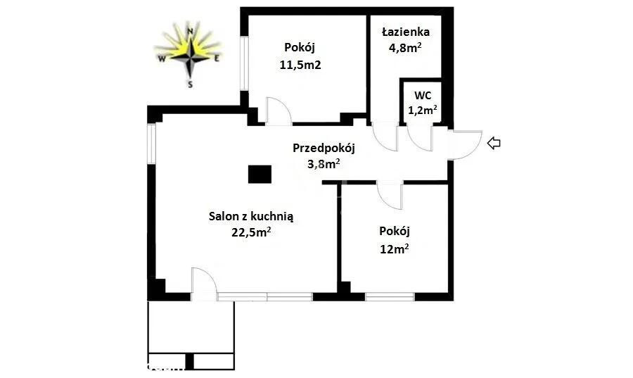 Warszawa, Mokotów, Służew, Jana Sebastiana Bacha, Mieszkanie  3-pokojowe,  57,8 m² – Służew/Mokotów