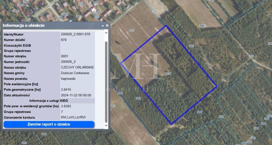 hajnowski, Dubicze Cerkiewne, Czechy Orlańskie, Działka rolno- leśna Czechy Orlańskie 5,4801ha